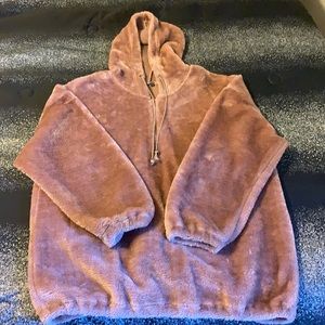 Soft plush teddy hoodie. Mauve colored.